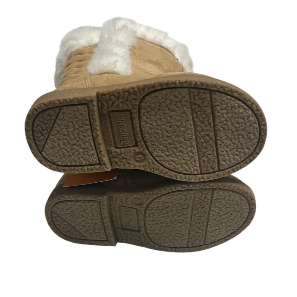 Gymboree Girls Tan Quilted Suede Boots with Faux Fur Sz 6 Toddler